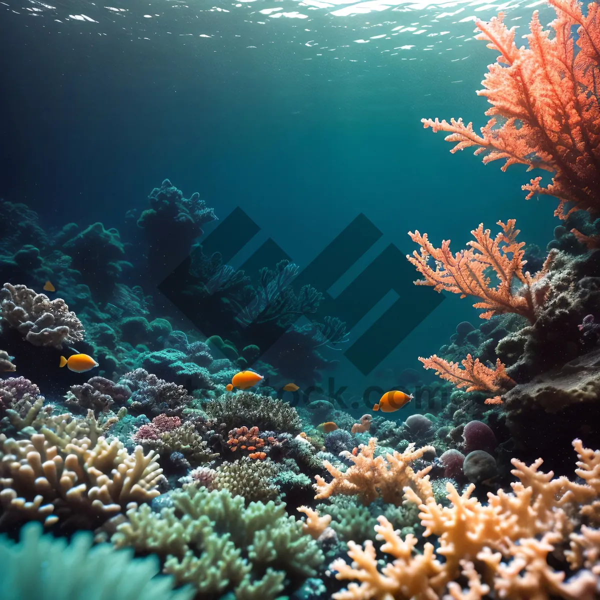 Picture of Vibrant Marine Life in Sunlit Coral Reef