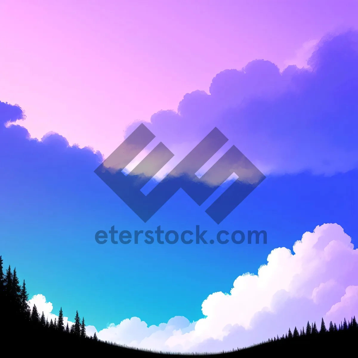 Picture of Vibrant Summer Sky with Fluffy Clouds