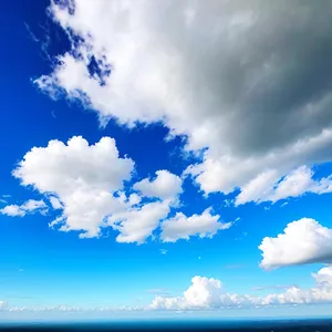 Vibrant Summer Sky with Fluffy Clouds