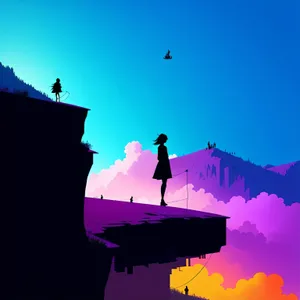 Bright Sky with Sun, Clouds and Light