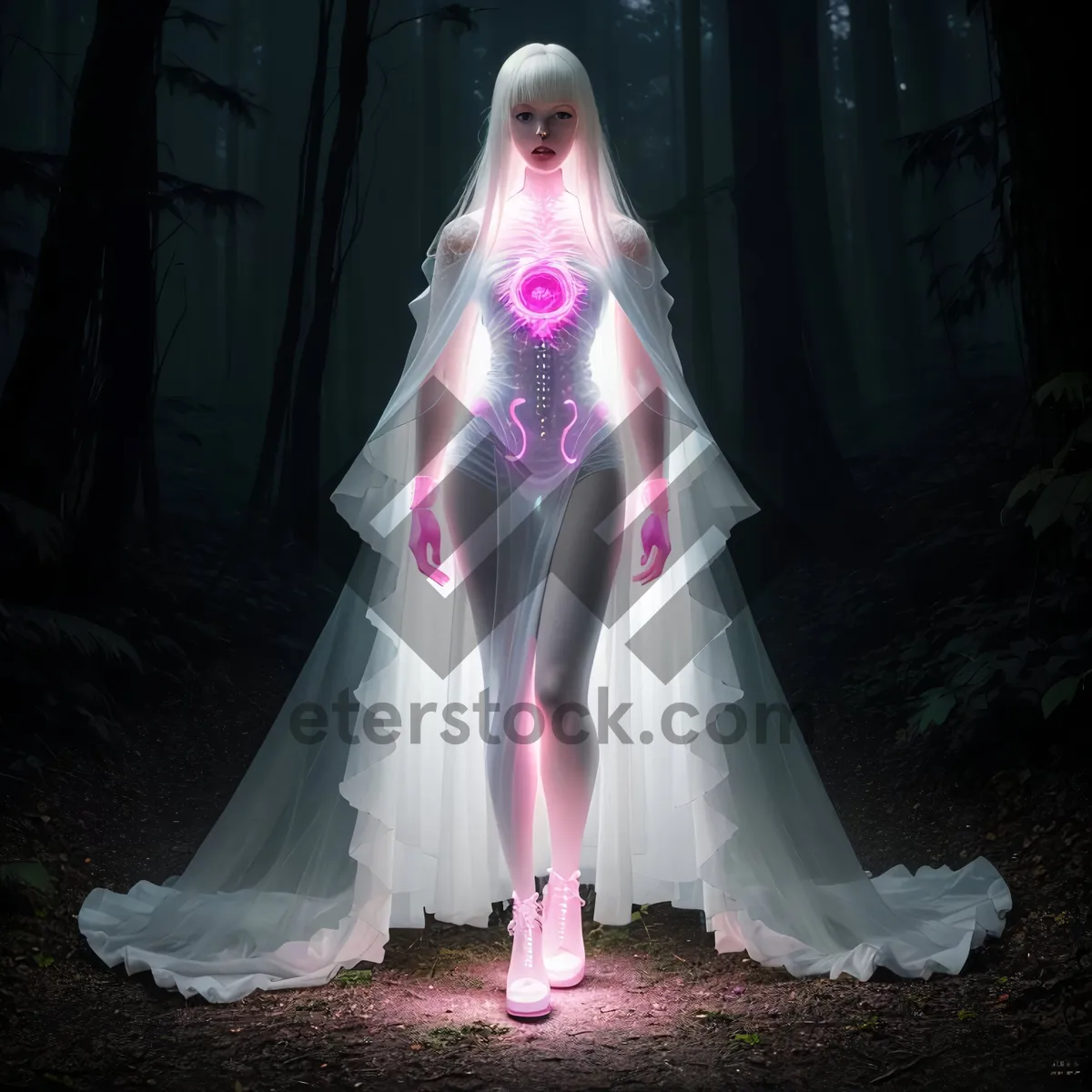 Picture of Bride in Wedding Dress with Halibut Costume Portrait