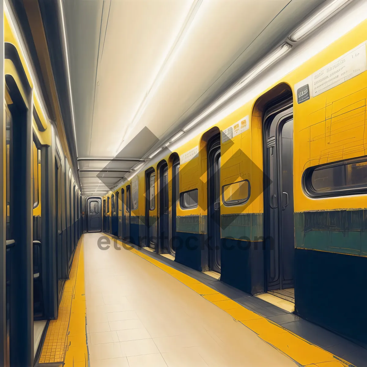 Picture of Urban Metro Passage: Modern Subway Train Interior