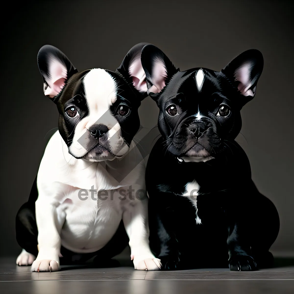 Picture of Funny Wrinkled Bulldog Puppy Studio Portrait