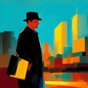 Silhouette of a Businessman in a Scholarly Hat