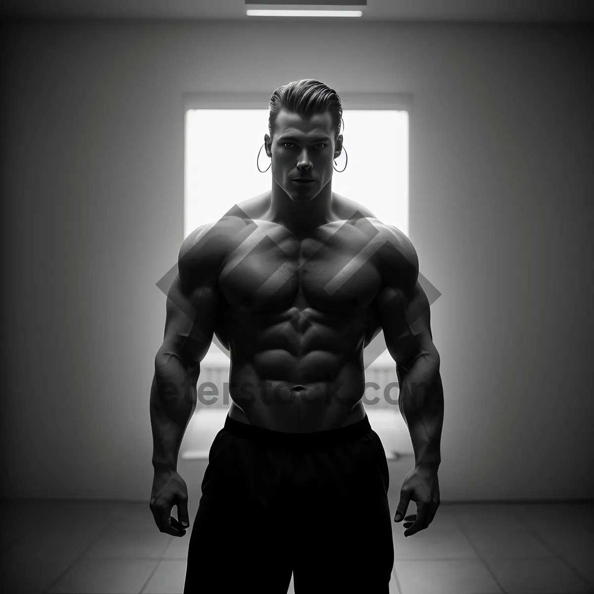 Picture of Powerful Physique: Striking Male Bodybuilder with Defined Abs