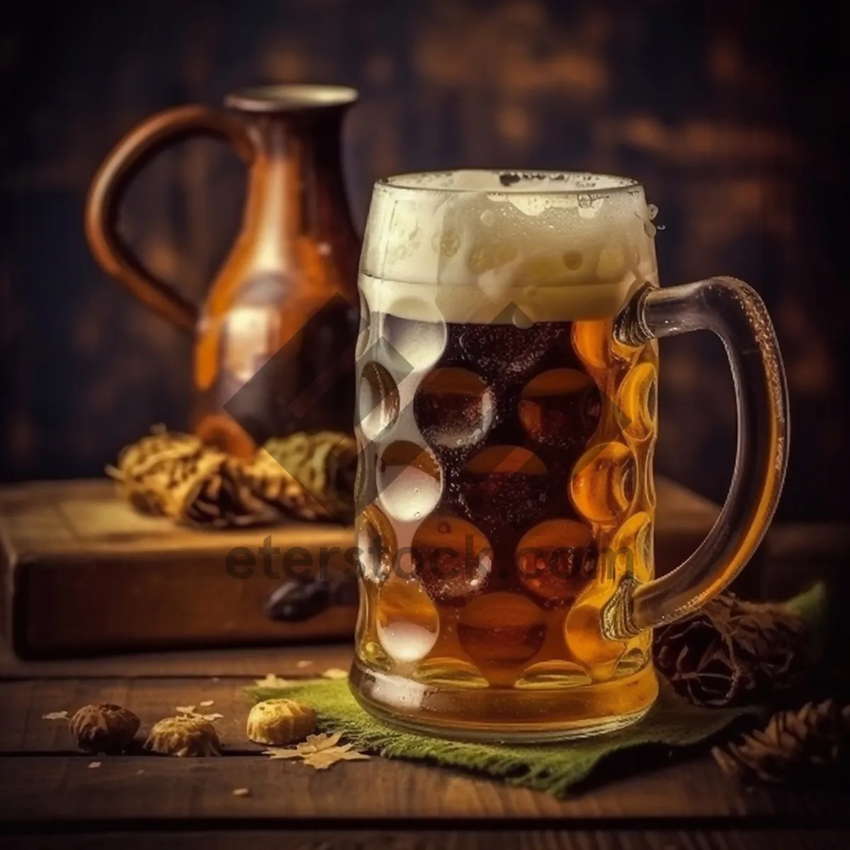 Picture of Yellow tea cup on bar with drink.