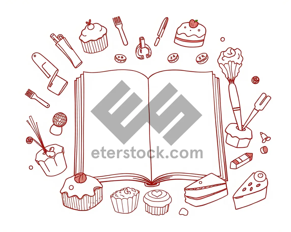 Picture of Floral cartoon icon set for design card.