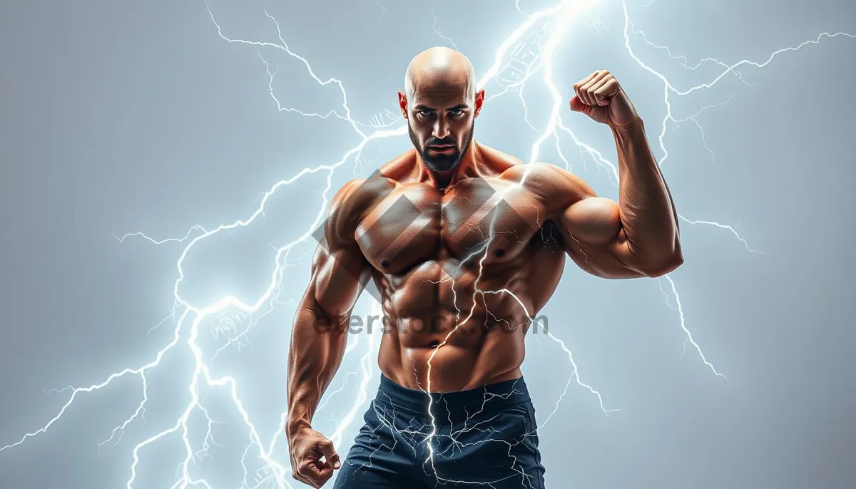 Picture of Strong Athlete Posing in Studio Fitness Portrait.