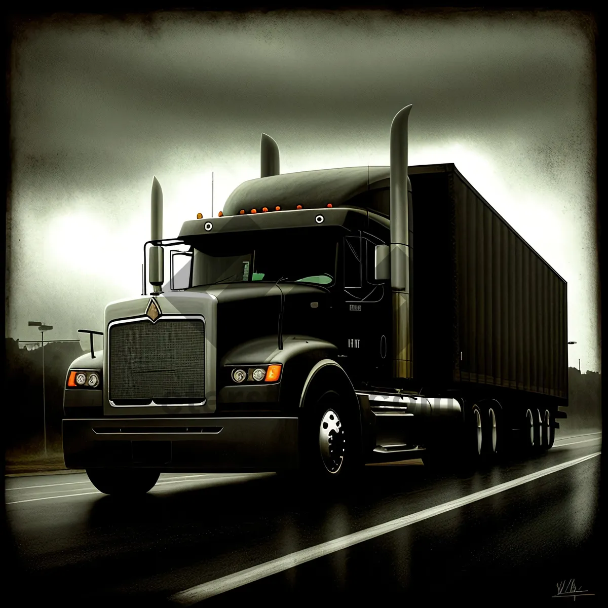 Picture of Highway Hauler: Freight Truck Transporting Cargo on the Road