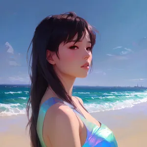 Summer Beachwear: Sexy Bikini on Sandy Tropical Shore