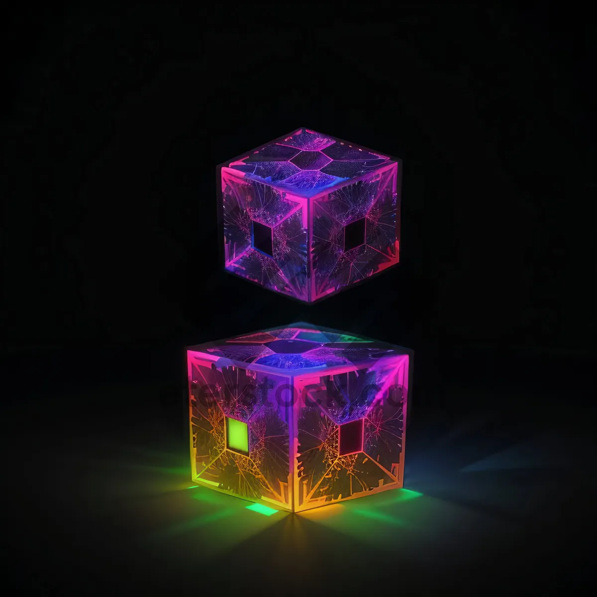 Picture of Shiny Gem Design in Colorful Light Glow