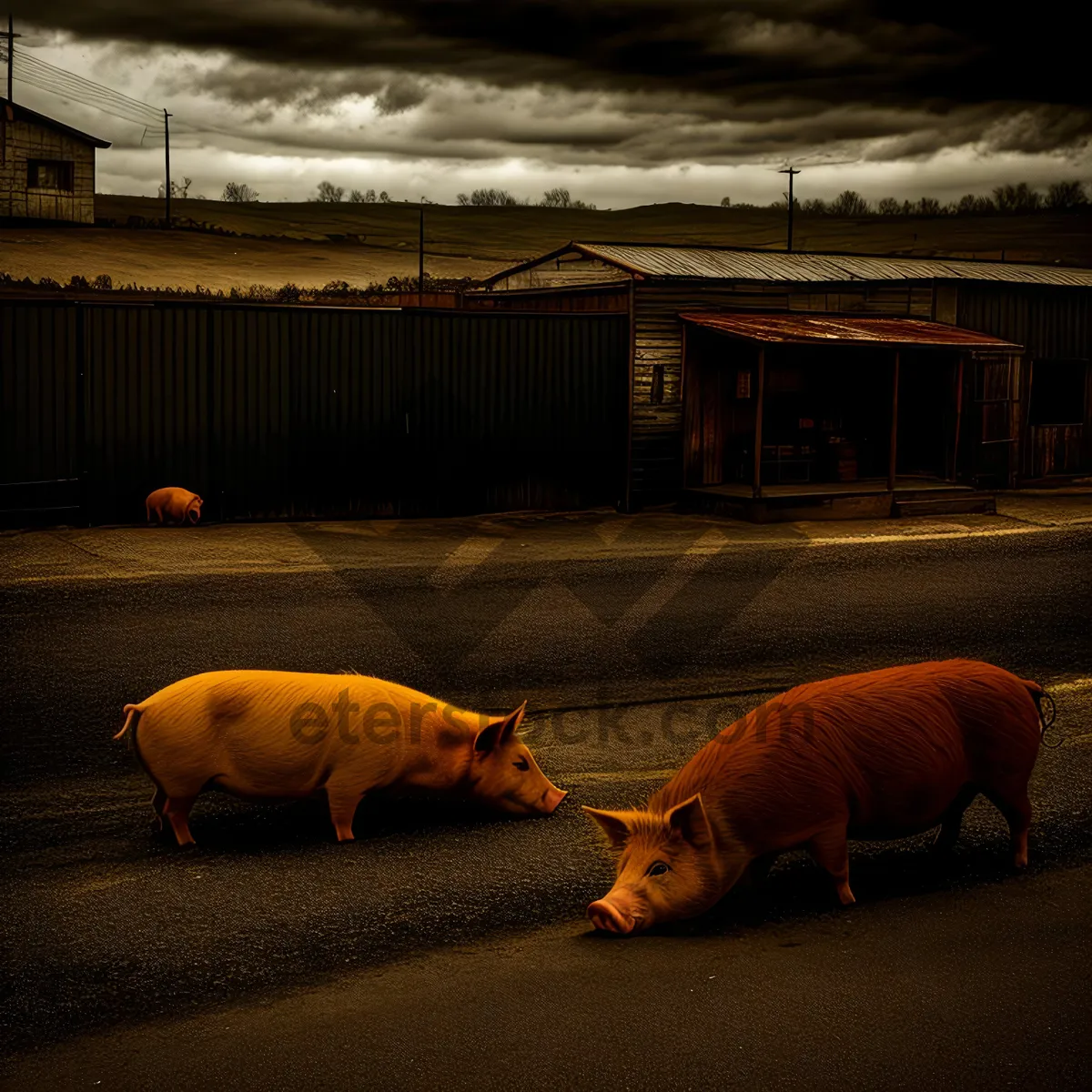 Picture of Pink Piggy Bank on Farm: Saving for Agriculture Finance.