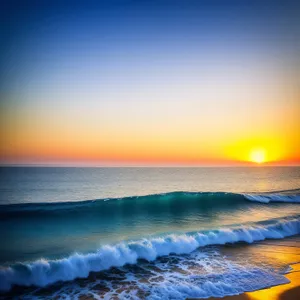 Golden Coast: Serene Sunset Over Tropical Beach