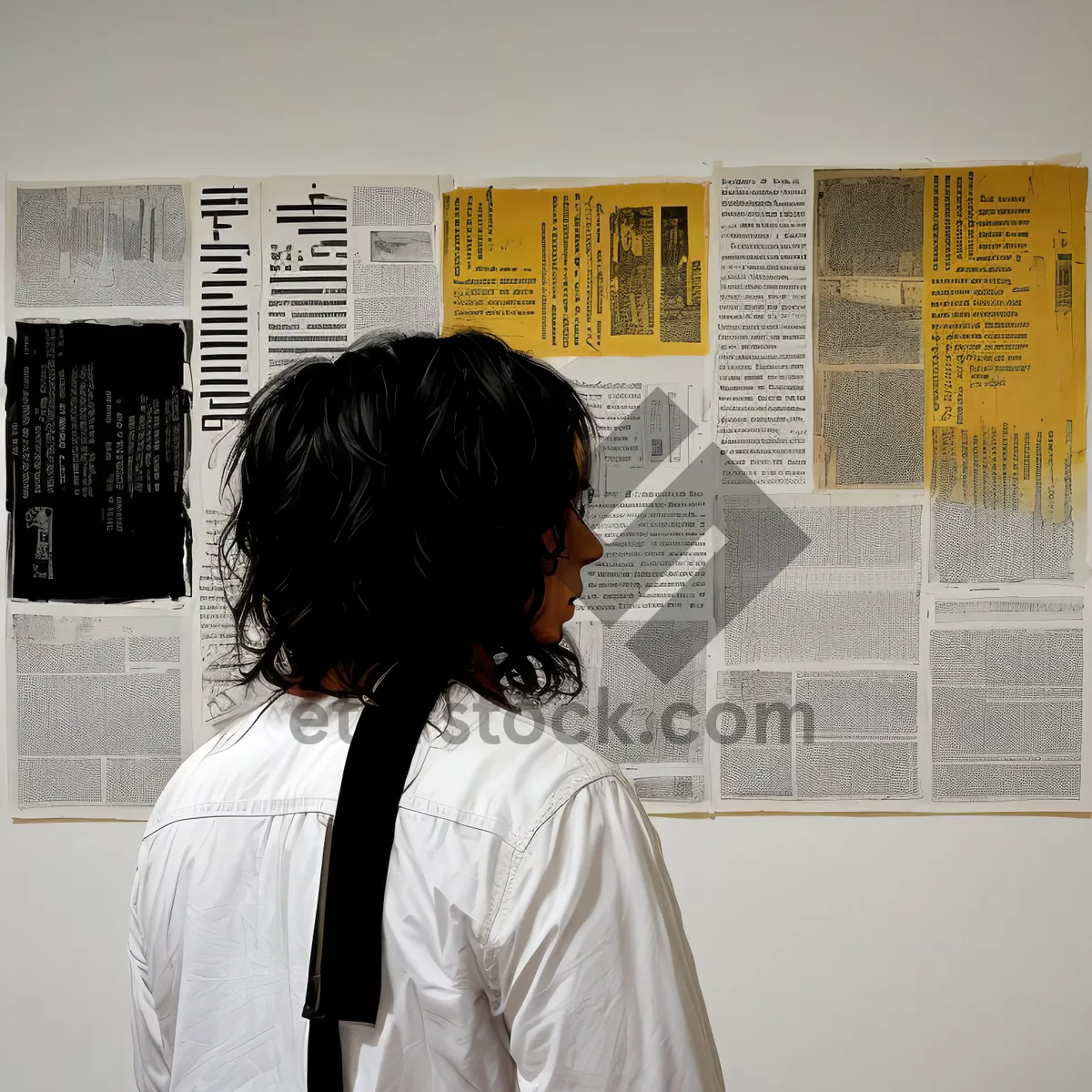 Picture of Attractive Professional Working in Office with Newspaper