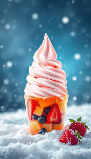 Delicious Strawberry Ice Cream Cone Dessert