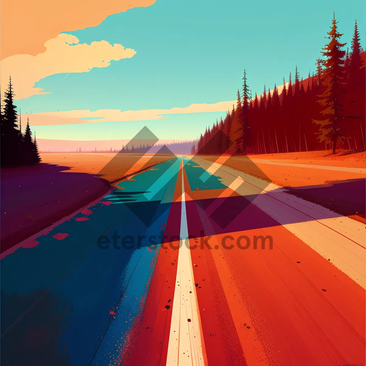 Picture of Sunset in the Desert: A Stunning Skyline on the Open Road
