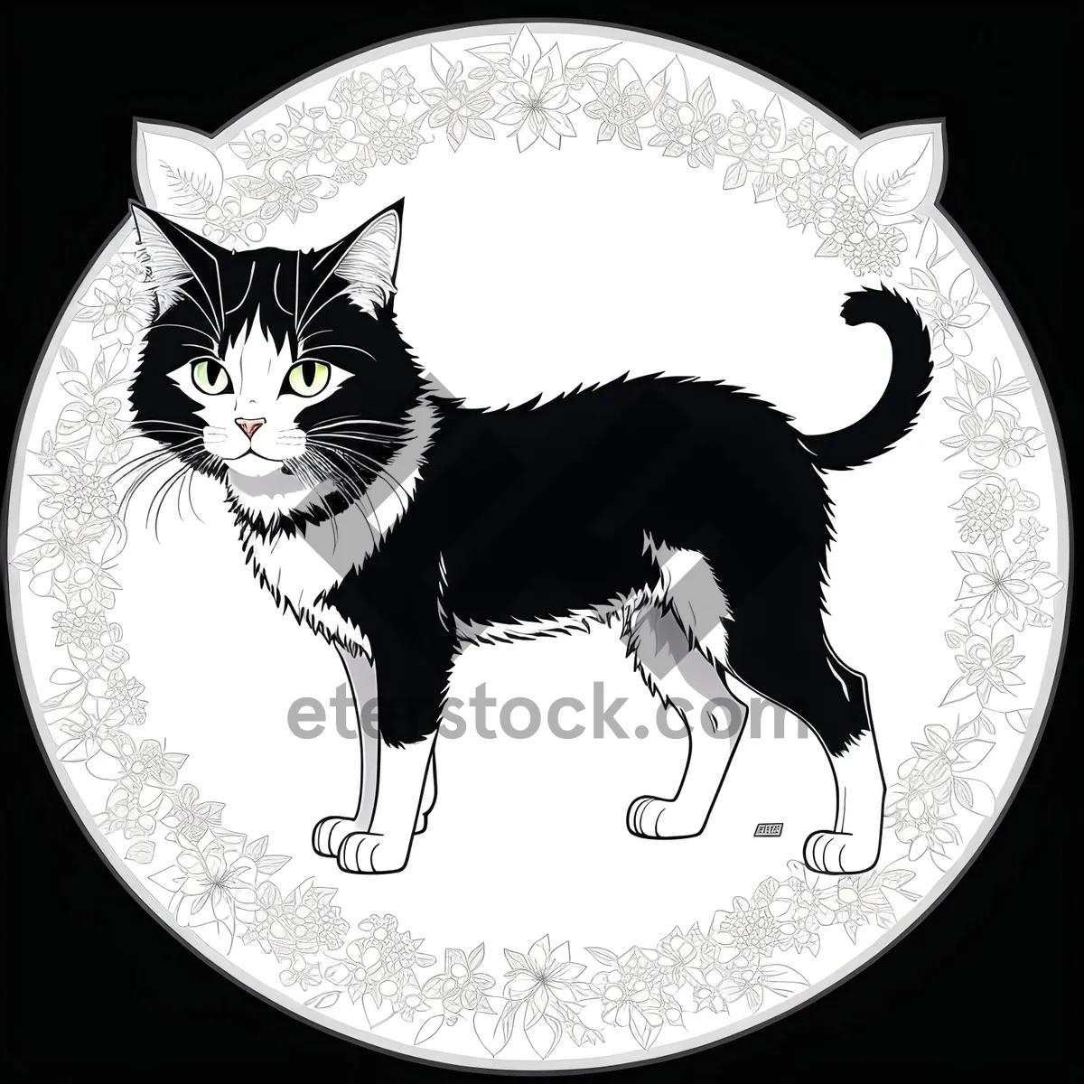 Picture of Black Moon Kitty: Artistic Symbolic Graphic Design Cartoon Icon