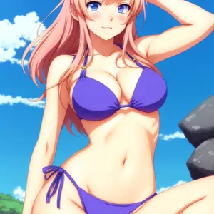 Beach Beauty: Attractive Bikini Model with a Happy Smile