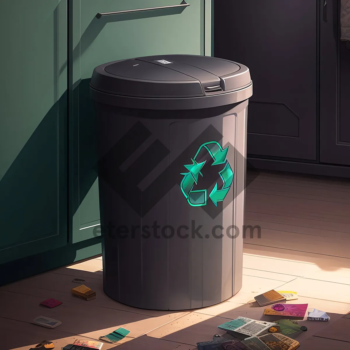 Picture of Metal Ashcan Bin and Shredder Device