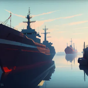 Nautical Warship Docked at Port