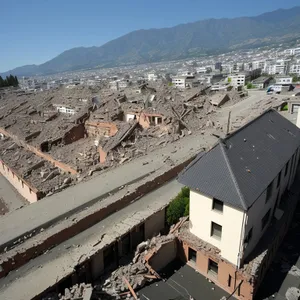 Aerial view of majestic city and church.