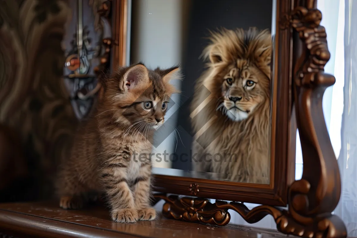 Picture of Majestic Lion with Piercing Eyes and Furry Mane