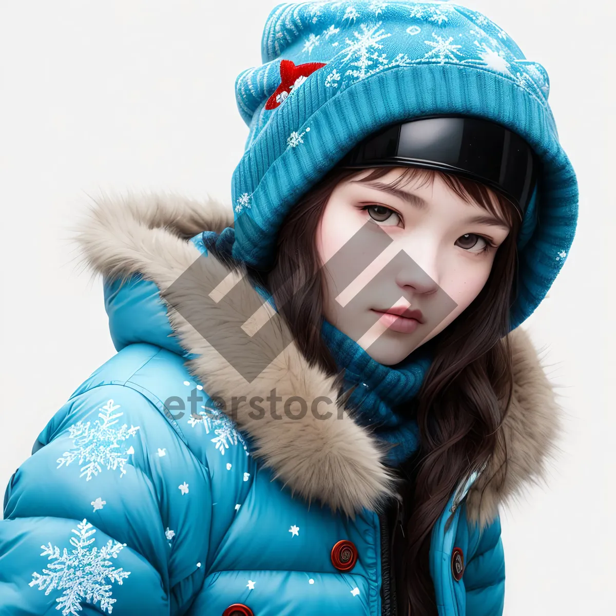 Picture of Happy Winter Hat Celebration: Smiling Attractive Brunette