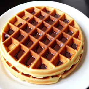 Sweet Chocolate Waffle on Plate