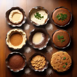 Top view of delicious dinner with sprinkled spices.