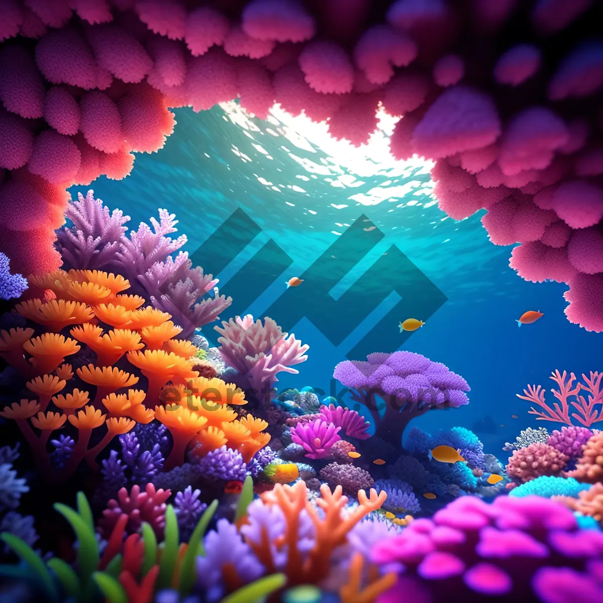 Picture of Vibrant Lilac Reef Lights: Colorful Underwater Art