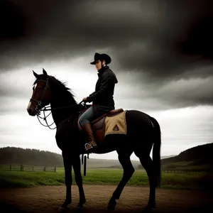 Equestrian Power: Majestic Stallion in Open Field.