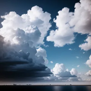 Vibrant Summer Sky with Fluffy Clouds