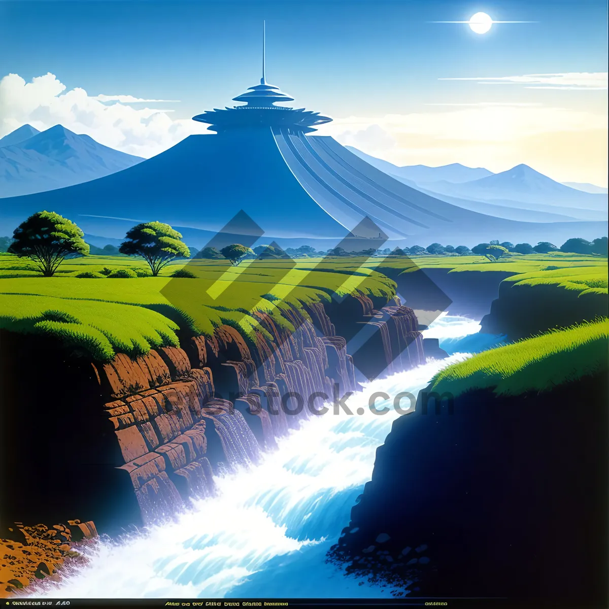 Picture of Serene Mountain Lake Reflection at Sunset