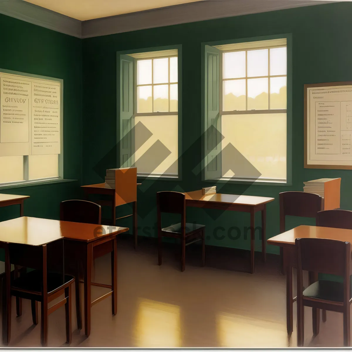 Picture of Luxurious Contemporary Classroom with Wood Furniture