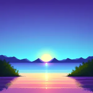 Serene Sunset Reflection on Ocean's Horizon