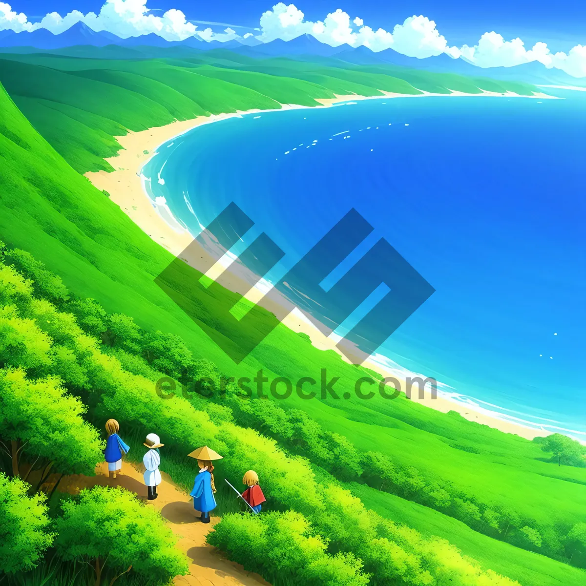 Picture of Serene Highland Meadow Under Clear Blue Sky
