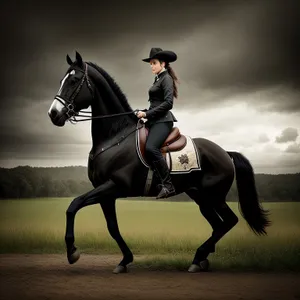 Competitive Polo Rider on Horseback with Mallet