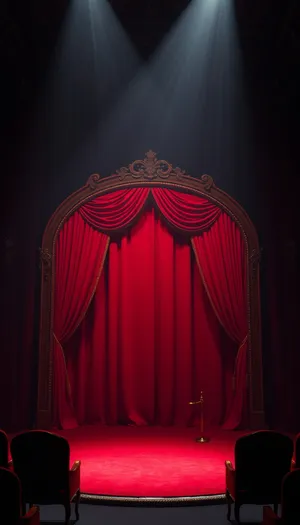 Velvet stage curtain with graphic design pattern