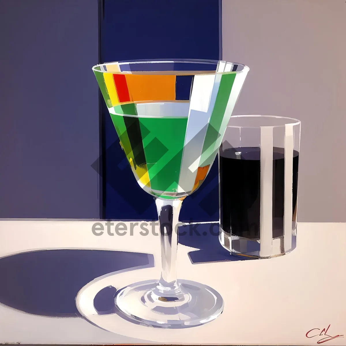 Picture of Crystal Cold Martini in a Wineglass