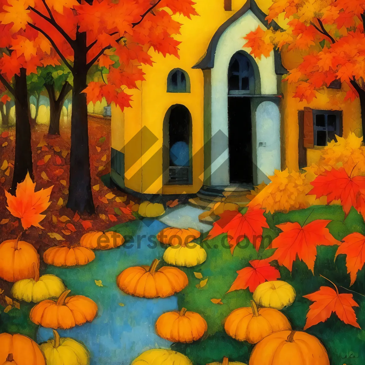 Picture of Autumn Harvest: Vibrant Orange Pumpkin Decor