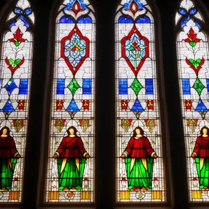 Medieval Cathedral with Stained Glass Windows