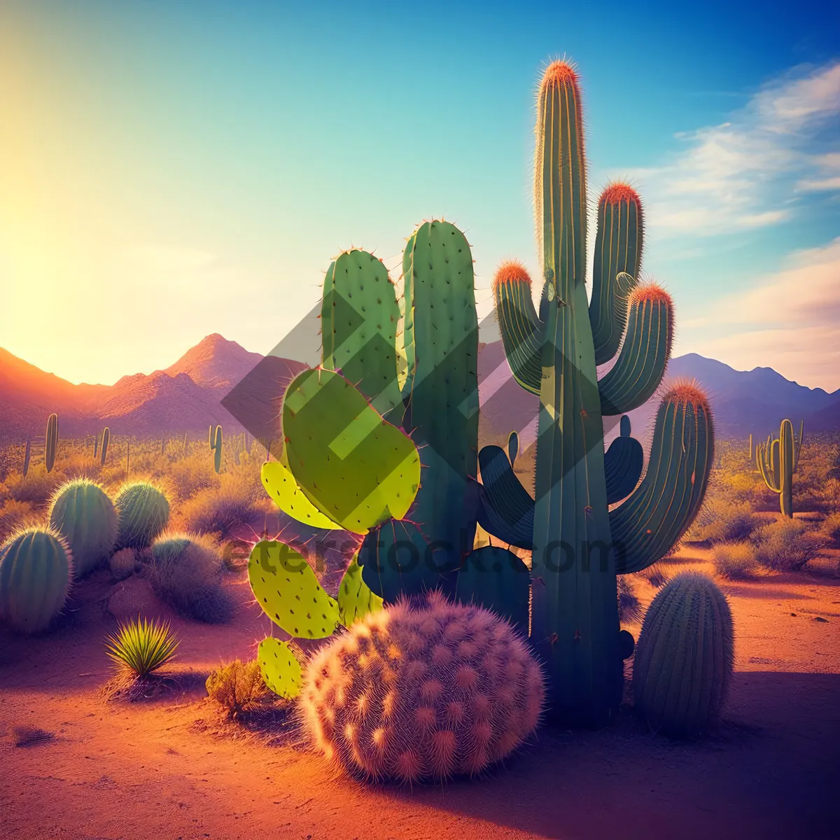 Picture of Saguaro Sunset: Majestic Desert Silhouette