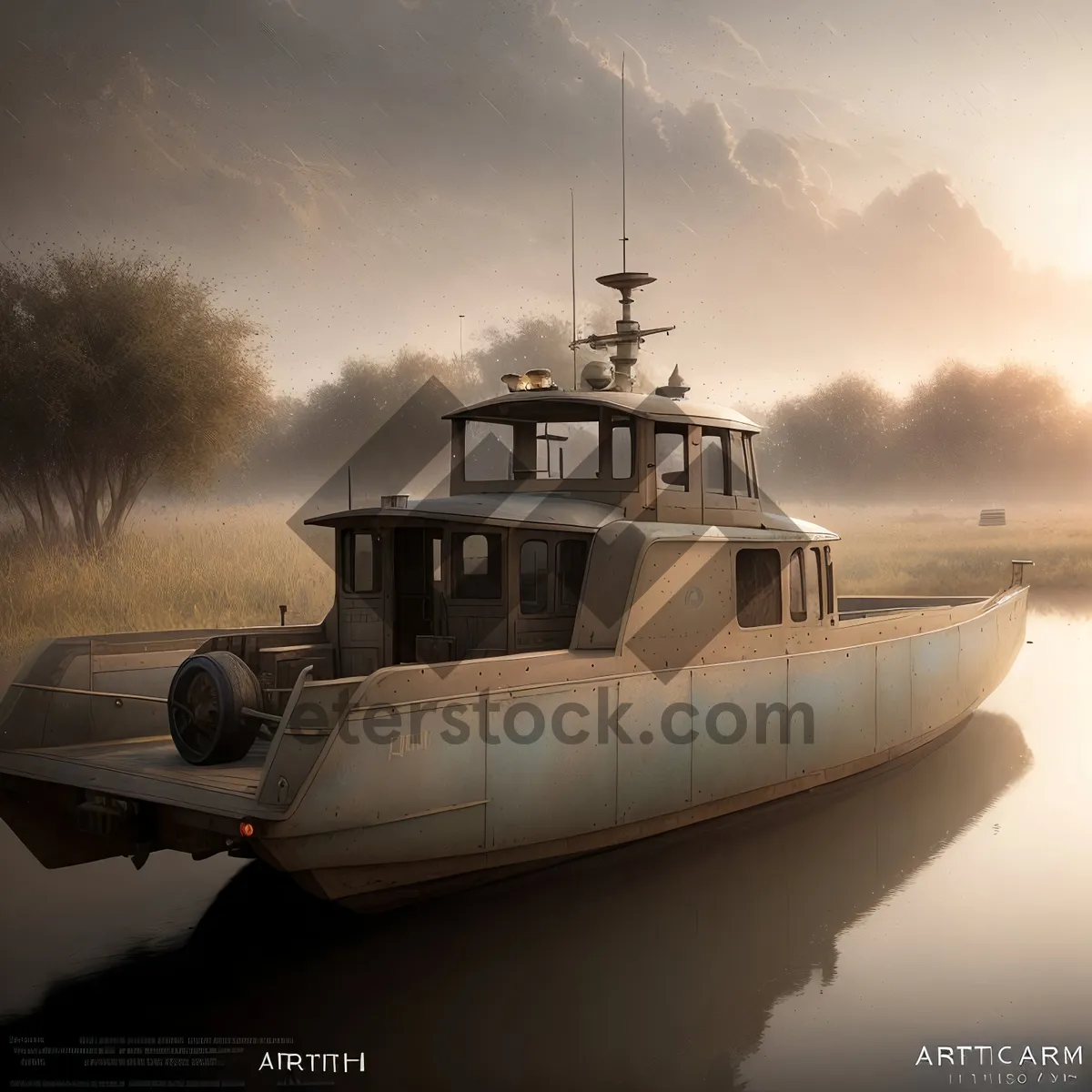 Picture of Marina Patrol Ship on Tranquil Waters