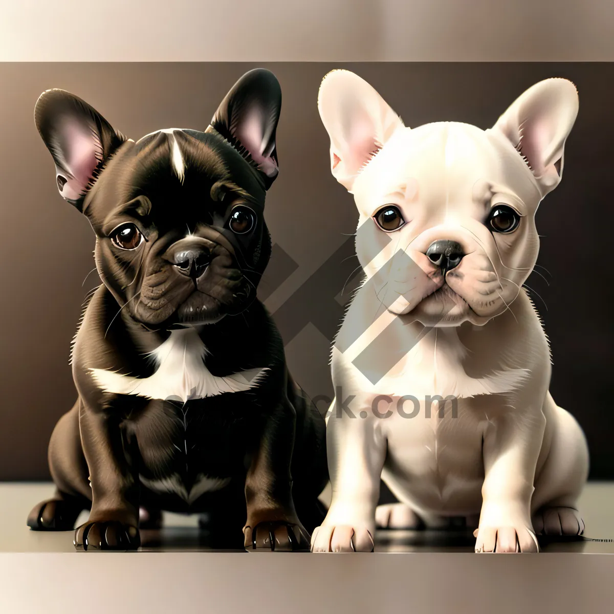 Picture of Adorable Bulldog Puppy with Wrinkles - Purebred Canine Studio Portrait
