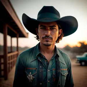 Smiling Cowboy Model with Hat