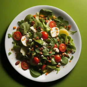 Healthy Vegetable Salad Plate with Cherry Tomatoes