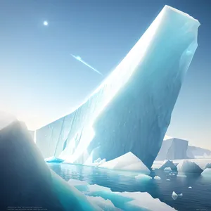 Majestic Winter Wonderland: Glacier Glistening Beneath Icy Sky
