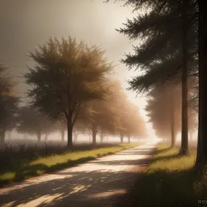 Scenic Road with Car Mirror Reflection
