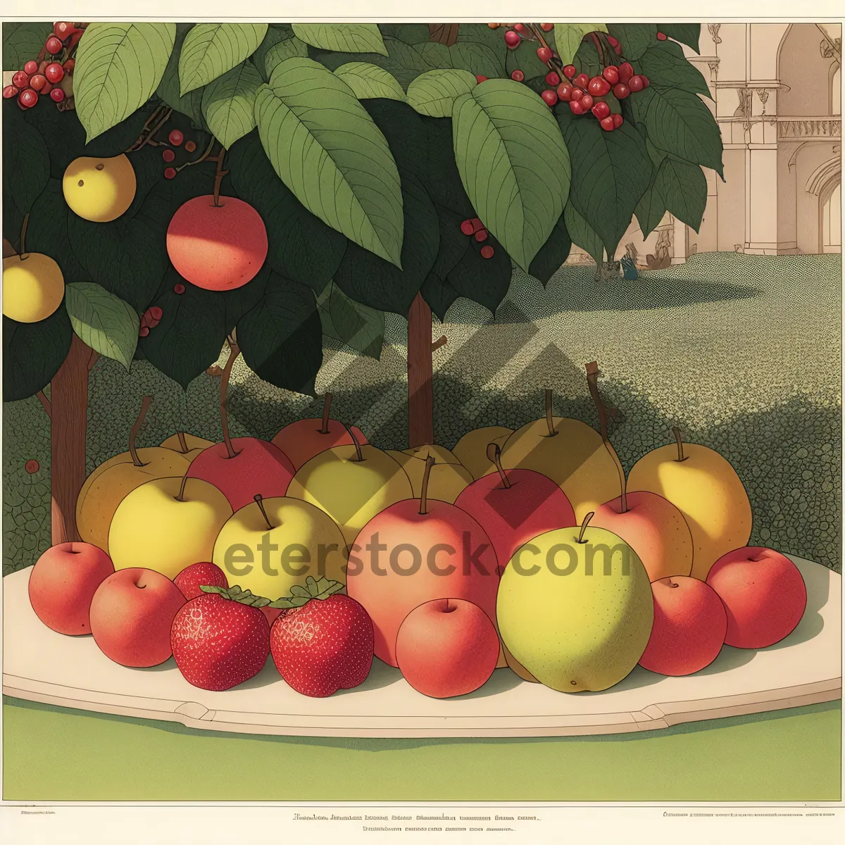 Picture of Edible Fruit Bowl: Apple, Apricot, Orange, Peach