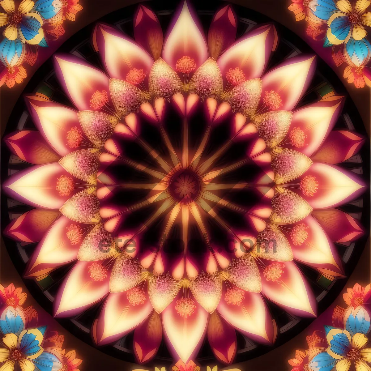 Picture of Vibrant Lotus Pattern: Colorful Hippie-inspired Graphic Design